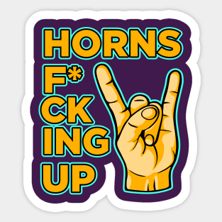 Horns f*cking up hand rock and roll vintage art Sticker